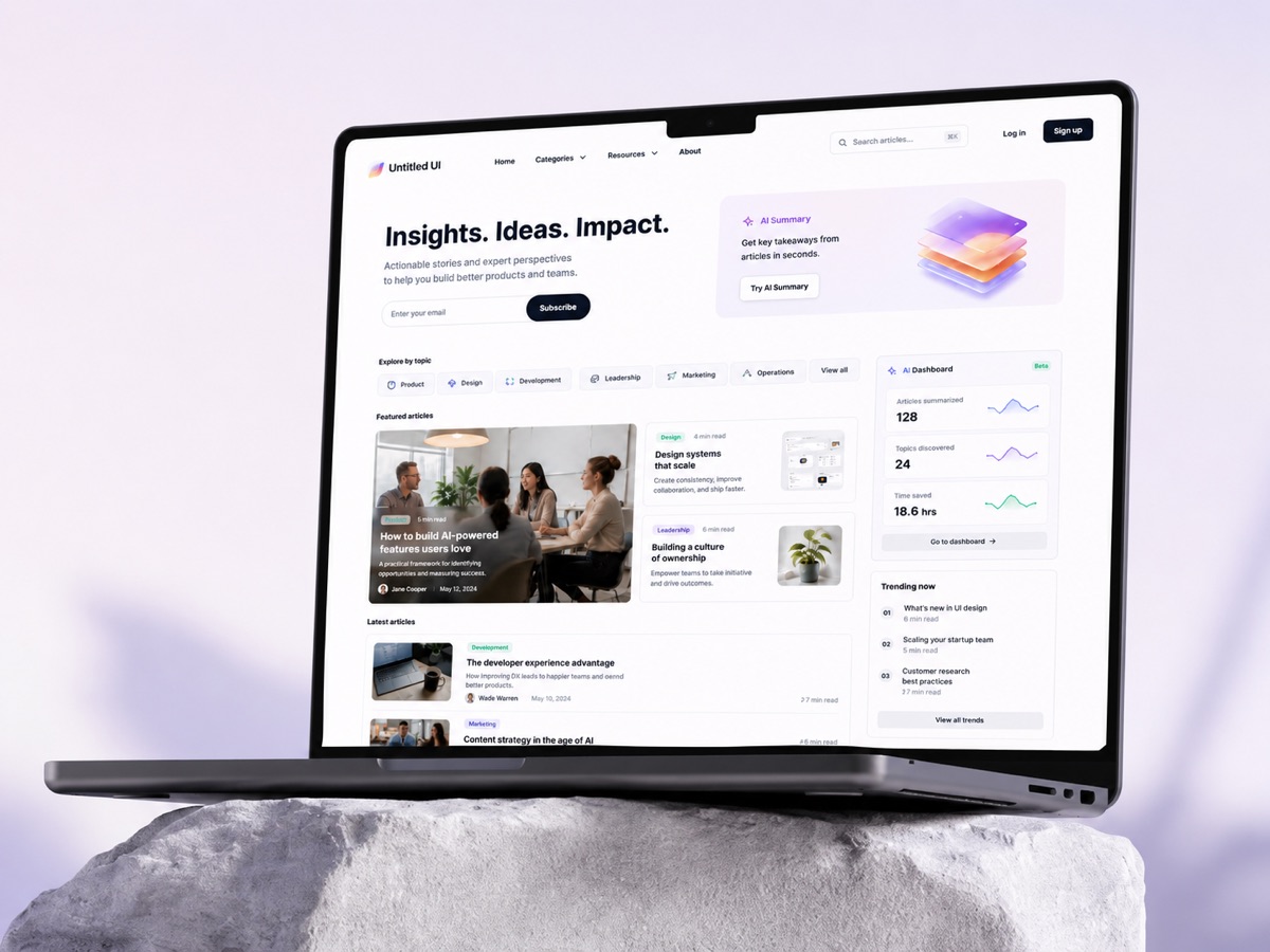 Self-running AI SEO content platform on a laptop